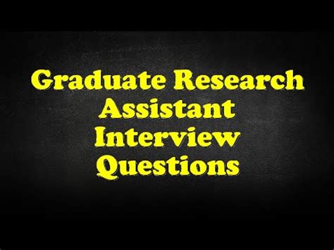 Website listing research assistant jobs in malaysia: Graduate Research Assistant Interview Questions - YouTube