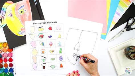 Younger children may begin to draw some of the features from the picasso face elements template and combine them with guide cut outs. Picasso Faces - Easy Art for Kids | Easy art for kids, Art ...