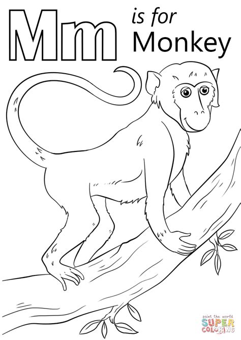 Download Letter M is for Monkey | Super Coloring | Monkey coloring pages, Alphabet coloring pages, Abc ...