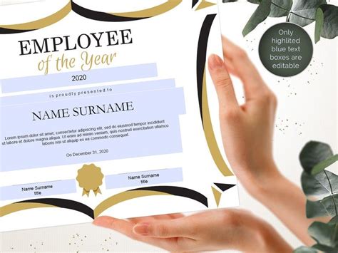 Watch their eyes light up from the excitement of receiving a certificate directly from santa. Employee of the YEAR Editable Template Editable Award Employee | Etsy in 2020 | Template ...