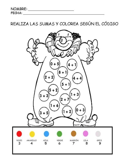 Actividades para niños de primaria. Resultado de imagen para ejemplo de sumas con dibujos para inicial | Fichas, Sumas para colorear ...