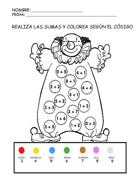 Actividades para preescolar de las vocales. suma-y-colorea-03.jpg (720×960) | Fichas, Sumas para ...