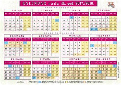 Online calendar is a place where you can create a calendar if you are looking for a calendar in pdf format then please visit our pdf calendar section, and if you want some other type. Kalendar rada šk. 2017./2018. god. - Vjera i djela