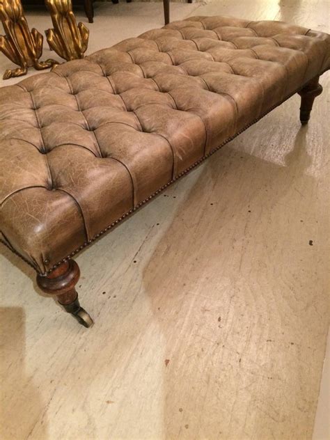 Brown leather tufted ottoman coffee table. Luscious Antique Distressed Tufted Leather Chesterfield ...