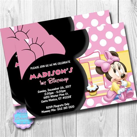 The baby minnie mouse 1st birthday invitations are perfect for this purpose. Baby MINNIE MOUSE 1st Birthday Invitation Birthday ...