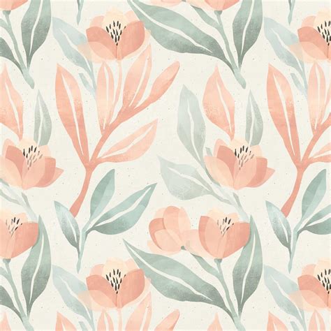 Flower pattern drawing background trendy baby fashion for kids children and teenager hand drawn textile print. Anewall Orange Blossom Modern Classic Pastel Floral Wallpaper