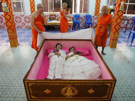 The discussions at home pertaining to marriage will come down to a conclusion. Couples Get Married In Coffin For Good Luck On Valentine's ...