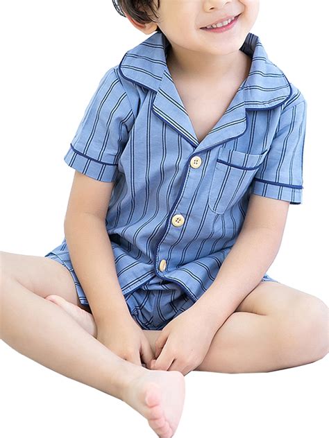 Avamo - Children Pajamas Cotton 2PCS PJ Set Kids Clothes Boys Striped ...