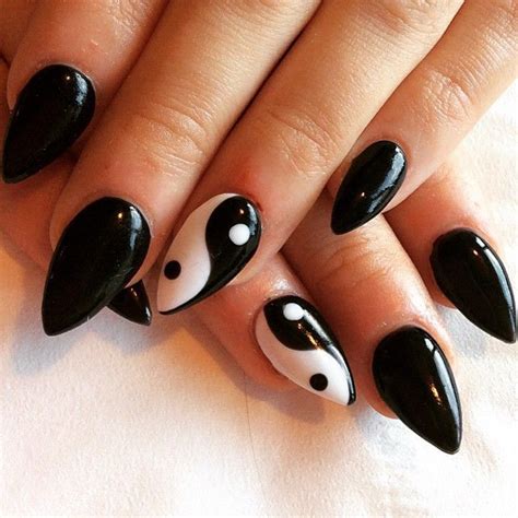 Do you want to look and feel special on nails this year? nails | white | black | ying | yang #AcrylicNailsStiletto ...