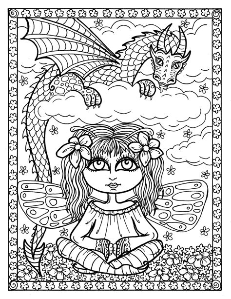 Coloring pages are fun for children of all ages and are a great educational tool that helps children develop fine motor skills, creativity and color recognition! Digital Download Coloring Book Fairies and Dragons Digi ...