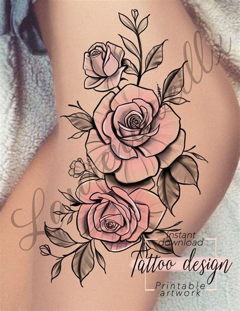 See more ideas about tattoo designs, tattoos, body art tattoos. Etsy Printable Roses Hips Thigh Tattoo Design Instant ...