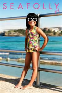 Fashion show of beachwear for girls, young girls and women. Seafolly Kids Summer 2014, Tutti Cutie Halter Tank ...