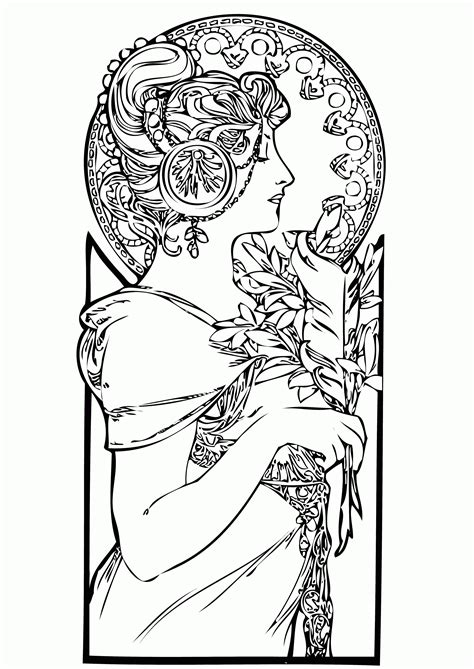 Download Art Nouveau Coloring Page - Coloring Home