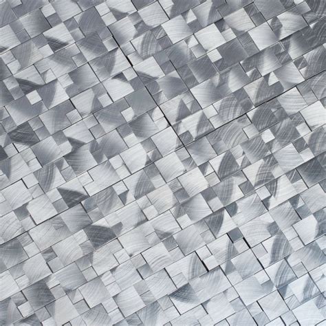 Ecofriendly kitchen recycled tile for backsplashes. Silver Aluminum Metal 3D Pattern Mosaic - Backsplash Tile USA