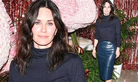 Courteney cox turning blue #1. Courteney Cox sports a dusty navy blue leather skirt at ...