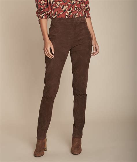 Maybe you would like to learn more about one of these? Pantalon legging marron en cuir velours Elsa Femme ...