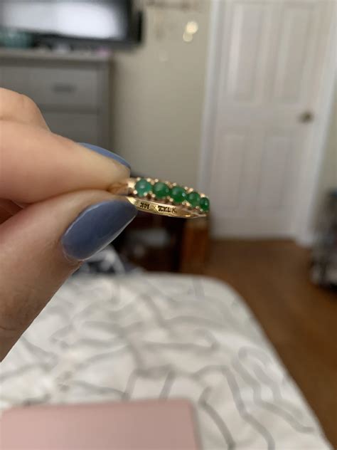 As stated earlier, the less pure the gold is, the more alloy metals it contains. I bought a ring from eBay. It's 14K Yellow Gold and has 5 small emerald cabochons. The inside ...