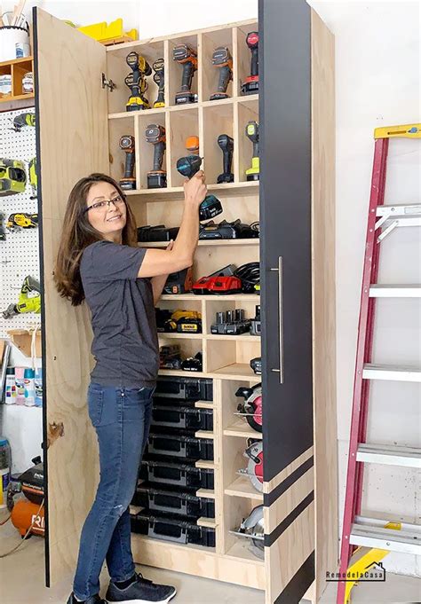 When learning how to build garage cabinets, measurements are the key. Garage Organization - Charging Station + Tool Storage ...