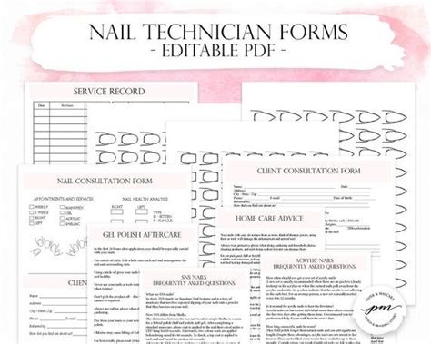 Starting your own business is never cheap. Nail Technician Forms, Pink Nail Artist Client Forms, Nail ...