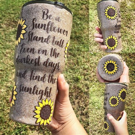 Sunflower Glitter Tumbler | Wine bottle diy crafts ...