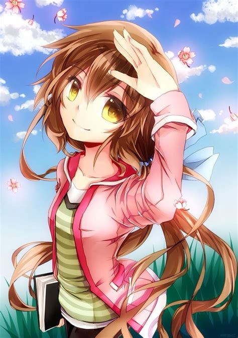 With anime girls, i often hear the statement we have to protect her smile and kayo is exactly that kind of a character. Anime girl with brown hair with yellow eyes and book ...