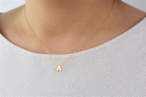Dainty Initial Necklace Gold Letter Necklace Small Initial | Etsy | Initial necklace gold ...