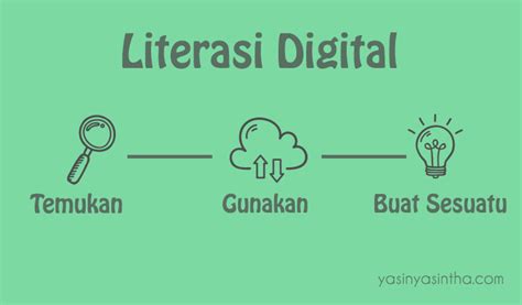 Literasi digital juga memiliki banyak subkategori misalnya literasi data, berkas audio visual, informasi, berita, dan semua hal yang bisa diakses secara online. Literasi digital - Yasinta Astuti