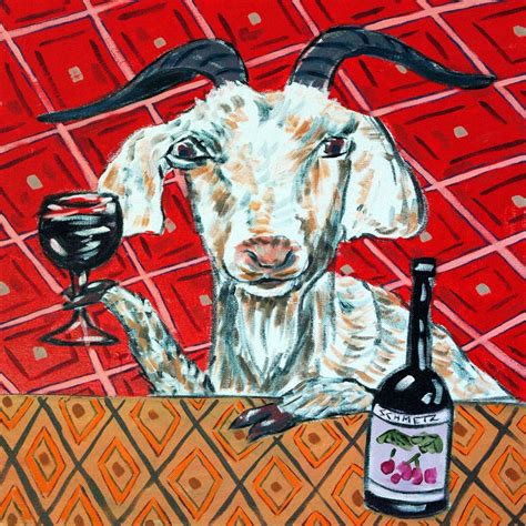 Goat art, goat wine, goat coaster, tile goat, ceramic goat, farm animal 