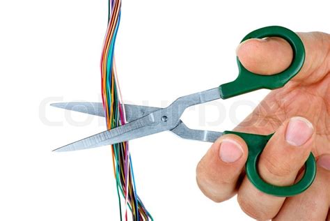 How to cut braces wire with scissors. Scissors cut wires | Stock image | Colourbox