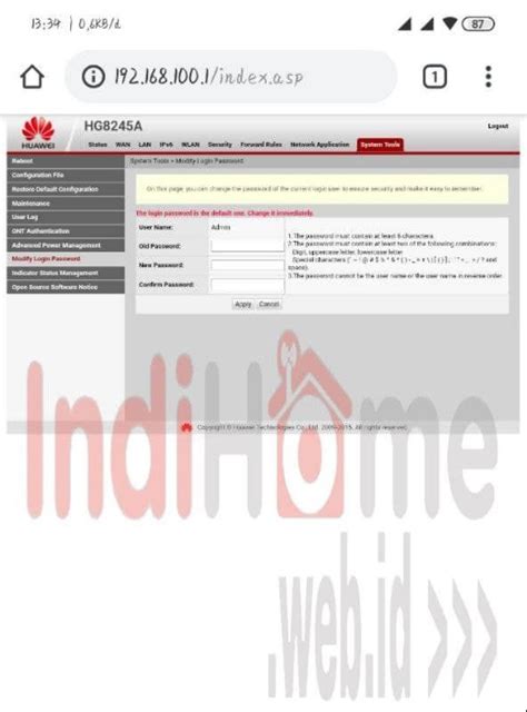 Meningkatkan keamanan jaringan, jika password tidak diganti secara rutin bisa meningkatkan resiko perangkat/ gadget di rumah anda terkena 5. Cara Ganti Password WiFi IndiHome Huawei, Fiberhome, ZTE ...