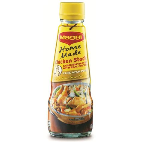 A blend of natural herbs and spices with a strong chicken flavor that will guarantee homemade taste and can be used in a variety of dishes. Maggi Concentrated Chicken Stock 250GM
