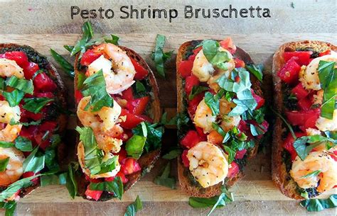 This red lobster copycat with shrimp, melty fontina and white cheddar really makes the grade. Pesto Shrimp Bruschetta | Pesto shrimp, Bruschetta, Pesto ...