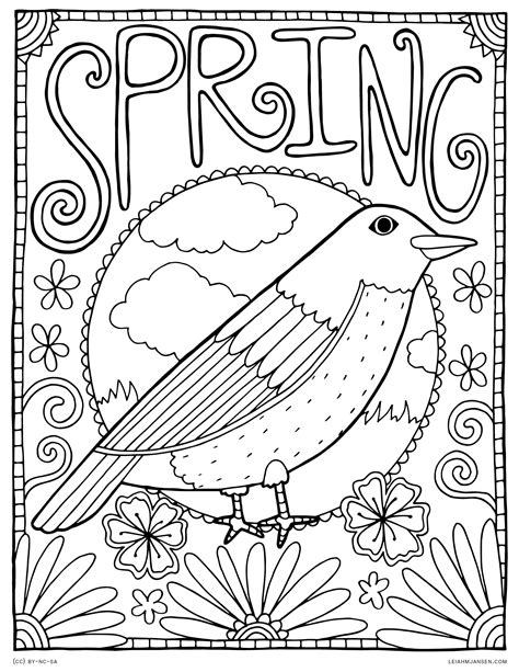 Spring flowers, blossom trees, birds with their chicks, holidays, weather, nature and other spring scenes colouring sheets. Coloring Pages