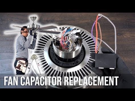 I suspect that the capacitor is located inside the fan motor housing on top of the splice additional wire to allow manipulation? How To Install A Ceiling Fan Capacitor | Shelly Lighting