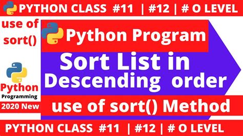 Now let's sort list1 and list2 in descending order with the help of sorted() function, so the output will be. python list program : sort list in descending order | sort ...