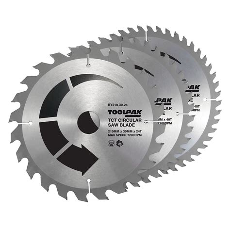 Most manufacturers offer blades designed for specific materials, such as laminate, aluminum and plywood. 210mm x 30mm TCT Circular Saw Blades Pack of 3