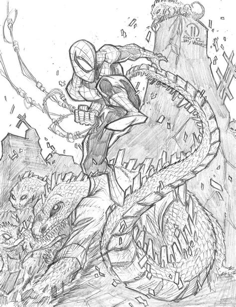 Marvel the spectacular spider man coloring pages coloring home. Spiderman vs The Lizard by Joey Vazquez | Arte