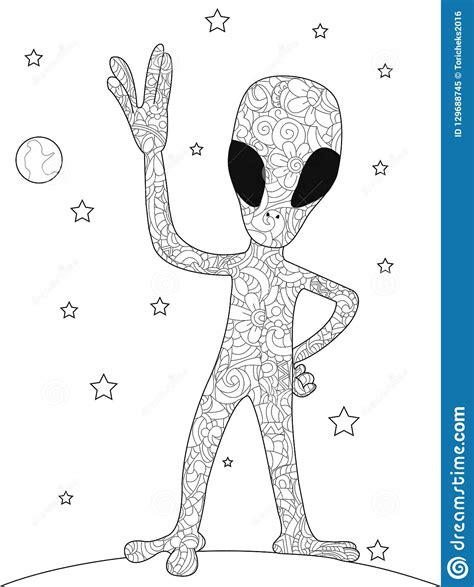 Plante anti stress globale : Anti Stress Coloring Book An Alien On The Planet ...