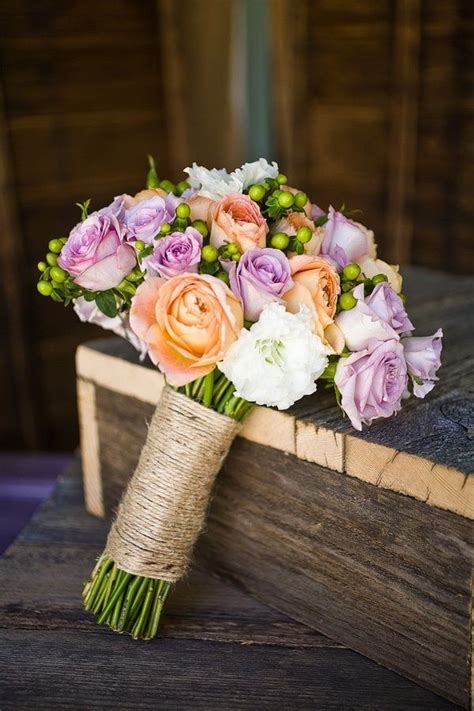 We also collected most of the questions we are asked here below you will see some examples of wedding bouquets to start. peach and purple bouquet | Diy backyard wedding, Country ...