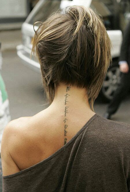 More than 60.000 free tattoos. Victoria Beckham neck tattoo | Neck tattoo, Neck tattoos women, Hebrew tattoo