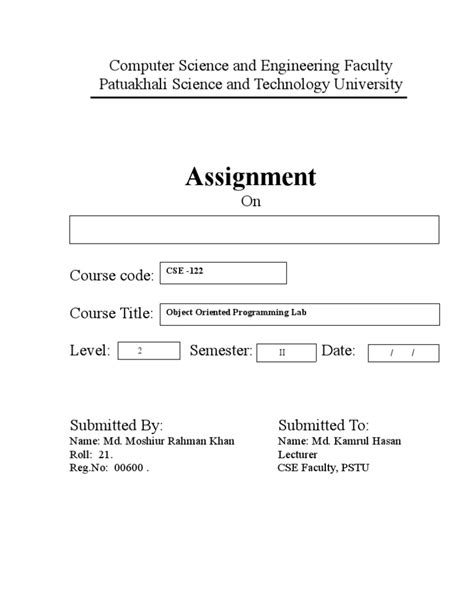 Creating the cover page for a university assignment seems, at first, like a task that the author should spend the least time on. Assignment Cover Page | Technology | Computing