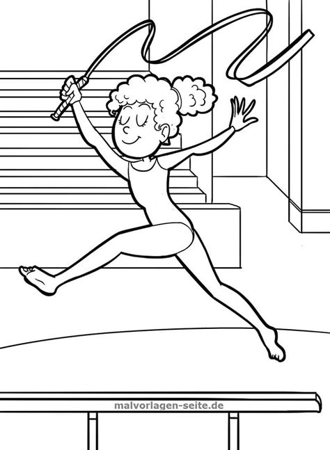 Rhythmic gymnast coloring page from gymnastics category. Rhythmic Gymnastics Coloring Page - Free Printable Coloring Pages for Kids