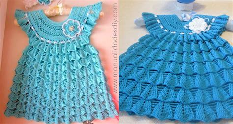 Insertar la mostacillas al hilo o lana, luego tejemos 10 cad. Vestido para Ninas Tejido a crochet con paso a paso ...