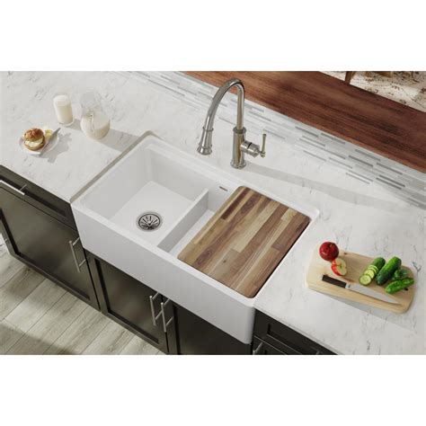 Check spelling or type a new query. Elkay Fireclay 60/40 2-Bowl Farmhouse Sink With Aqua ...