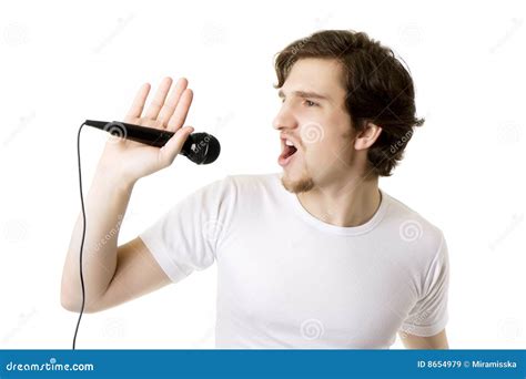 Le Microphone D'homme Chante Qui Image stock - Image du isolement ...