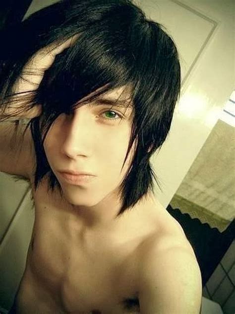 The beauty of having long hair and also being an emo guy is that you don't have to wear it in a traditional way. Emo boy innocent long hair shirtless | nineimages