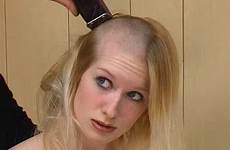 bald women shaving shaved hair head blonde her off cut being