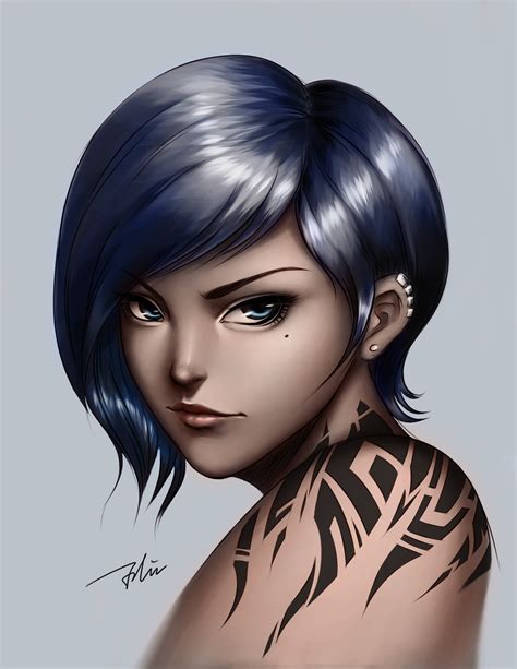 See more ideas about hair styles, hair color, dyed hair. ArtStation - Short Hair Tattoo Girl, Tingzuo Liu