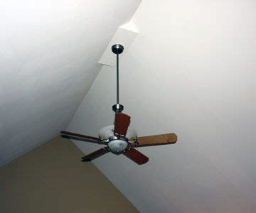 (it's a metal frame that attaches to the existing ceiling electrical box.) Image result for how to install a fan on a vaulted ceiling ...