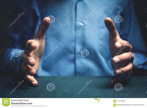 Man Showing Protecting Gesture. Stock Photo - Image of background, protection: 115116276